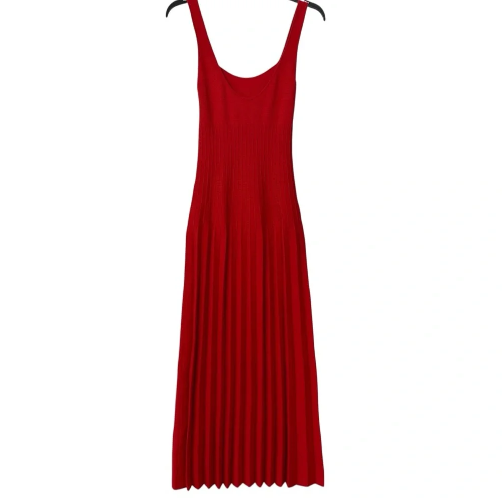 STAUD NWT red knit sleeveless ellison midi dress XS - Picture 8 of 13